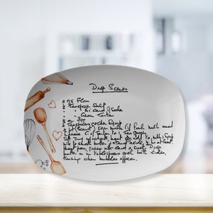 Assiette souvenir de recette manuscrite personnalisée, cadeau carte de recette de famille personnalisée pour maman, grand-mère, soeur ou nièce