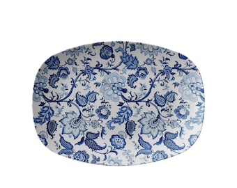 Serving Platter in Luxury Blue and White Floral Chinoiserie, Serving Trays, Microwave Oven Safe Serving Dishes, Elegant Dinnerware Set Gifts