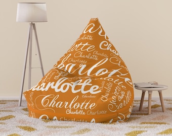 Personalized Name Bean Bag Chair Cover For Kids and Adults, 20 Color Options to Choose From, Customizable Gift for Her, Gift for Him