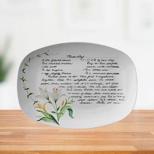 Assiette de recettes manuscrites personnalisées, assiette de cartes de recettes d'écriture manuscrite personnalisée, souvenir pour des recettes de famille, cadeau de fête des mères