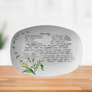 Custom Handwritten Recipe Platter, Personalized Handwriting Recipe Card Plate Keepsake for Family Heirloom Recipes, Mother's Day Gift