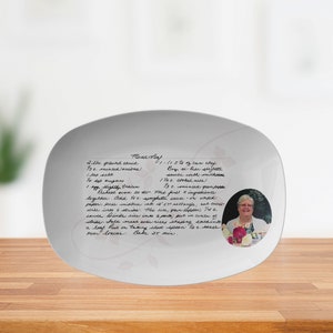 Handwritten Recipe Platter with Photo, Personalized Handwriting Recipe Card Keepsake for Family Heirloom Recipes, Mother's Day Gift