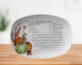 Fall Handwritten Recipe Platter, Personalized Handwriting Recipe Card Plate Keepsake for Family Heirloom Recipes