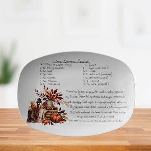 Fall Farmhouse Handwritten Recipe Platter, Personalized Handwriting Recipe Card Plate Keepsake, Family Heirloom Recipes, Mom, Grandma Gift