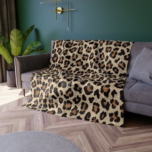 Leopard Print Crushed Velvet Blanket, Animal Print Velvet Throw Blanket, Leopard Couch Blanket, Luxury Cozy Bedroom Livingroom Throw Gift