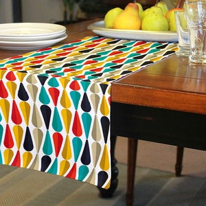 Table Runner in Mid Century Modern Abstract Art, Custom Designed MCM Table Decor, Retro Table Runner, Atomic Age Decor, 1960s Tableware Gift