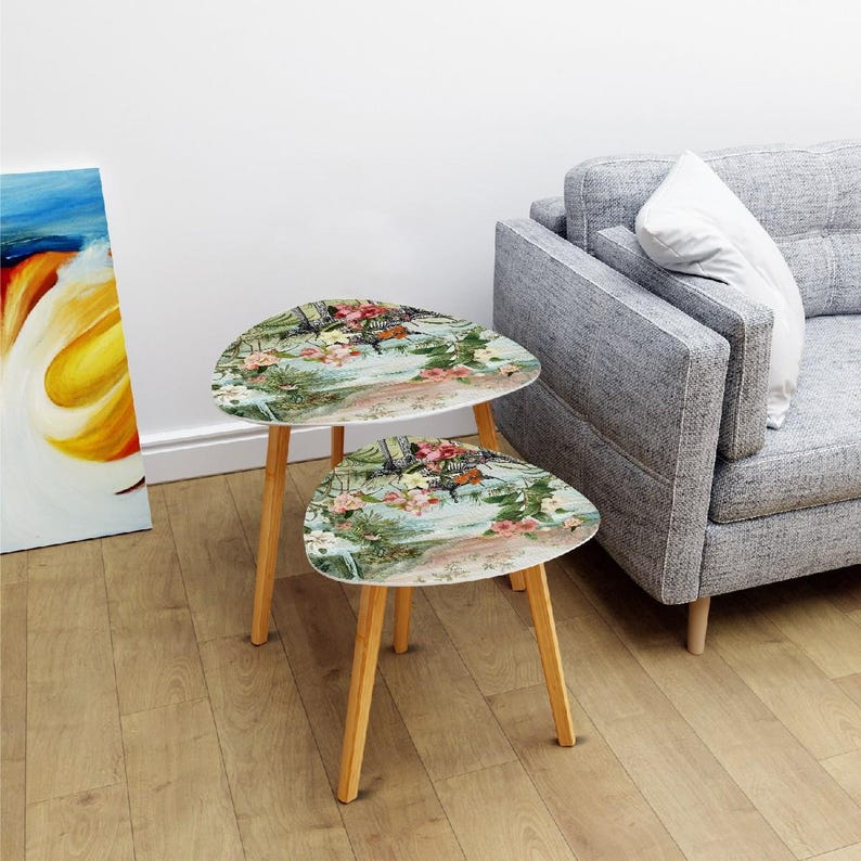 Chinoiserie Garden Pagoda Nesting Tables, Oriental Floral Decor ...
