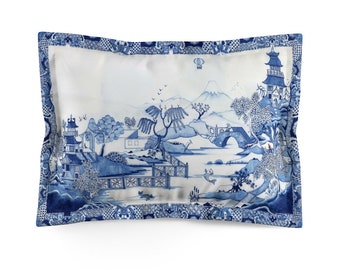 Pillow Sham in Chinoiserie Blue Willow, Chinoiserie Bedroom Pillows, Traditional Home Decor, Classic Style Bedroom Decor, Wedding Gifts