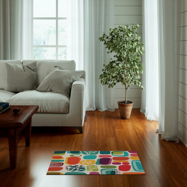 1950s Mid Century Modern Amoeba Area Rug, Retro Geometric Abstract ...