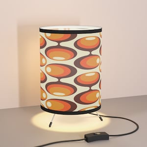 Retro Atomic Orbs Tripod Lamp,  Mid Century Modern Orange, Brown, Yellow Bedside Accent Table Lamp, Desk Lamp - KM13649723