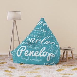 Personalized Name Bean Bag Chair Cover For Kids and Adults, 20 Color Options to Choose From, Customizable Gift for Her, Gift for Him image 10