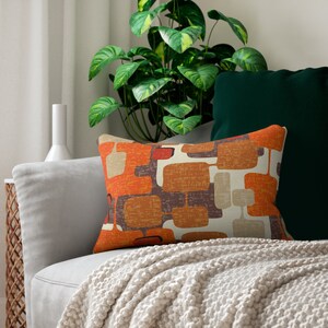 Retro Geometric Mid Century Modern Lumbar Pillow, Mid Mod Vintage Atomic Age Decor image 1