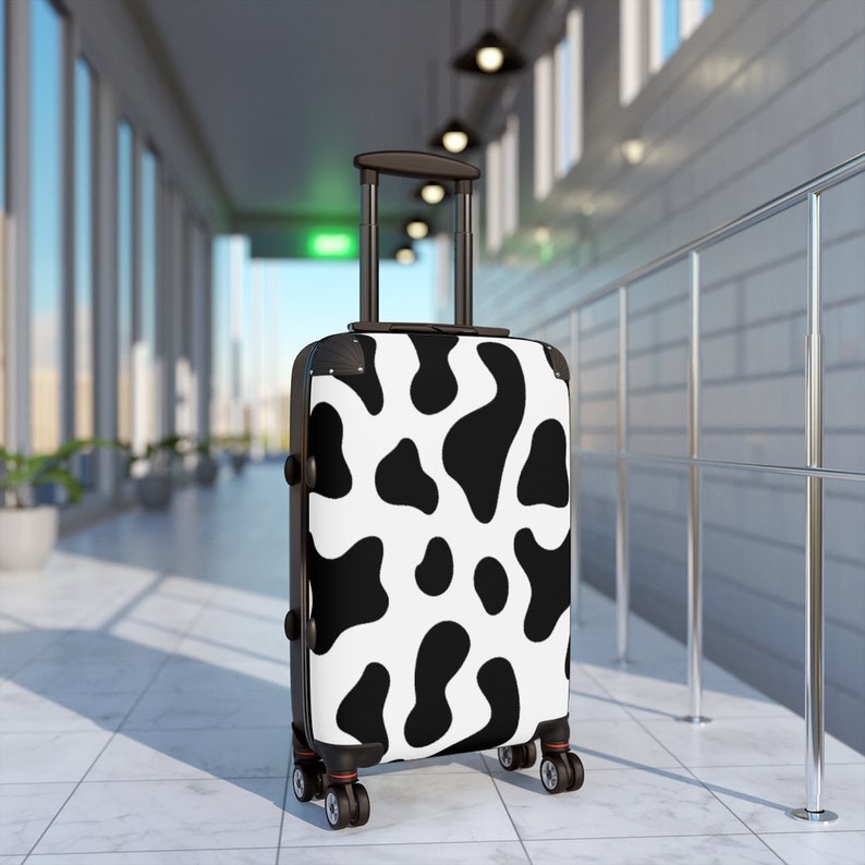 Suitcase Set in Black & White Cow Print Custom Designed - Etsy