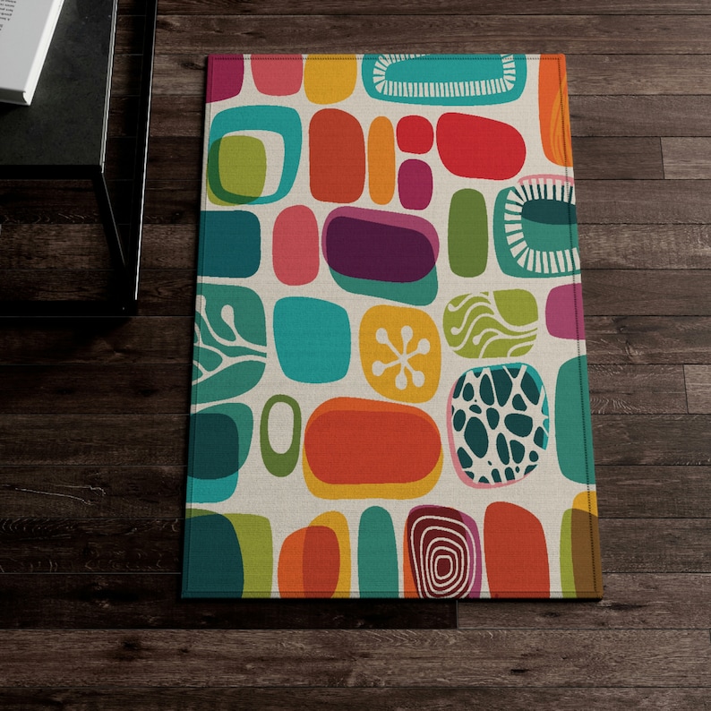 1950s Mid Century Modern Amoeba Area Rug, Retro Geometric Abstract ...