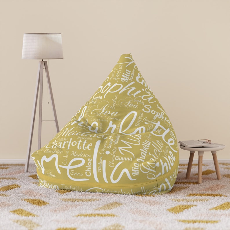 Personalized Name Bean Bag Chair Cover For Kids and Adults, 20 Color Options to Choose From, Customizable Gift for Her, Gift for Him image 9