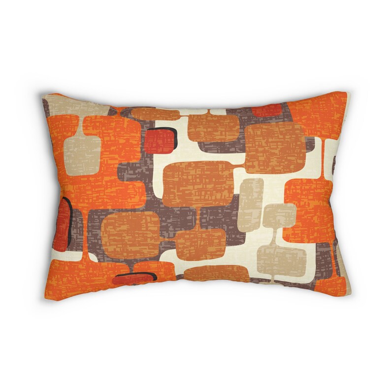 Retro Geometric Mid Century Modern Lumbar Pillow, Mid Mod Vintage Atomic Age Decor image 2