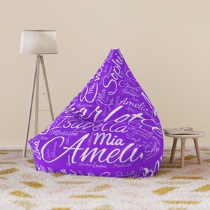 Personalized Name Bean Bag Chair Cover For Kids and Adults, 20 Color Options to Choose From, Customizable Gift for Her, Gift for Him image 8