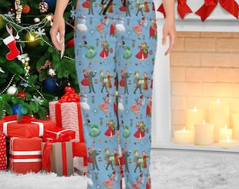 Pantalones de pijama para mujer de estilo retro vintage kitsch de los años 50, ropa de descanso navideña moderna de mediados de siglo