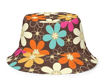 Vintage Groovy Mod Day Glo Psychedelic Floral OOAK Handmade Bucket Hat Vintage Groovy Psychedelic Handmade Bucket Hat - Etsy main image 4