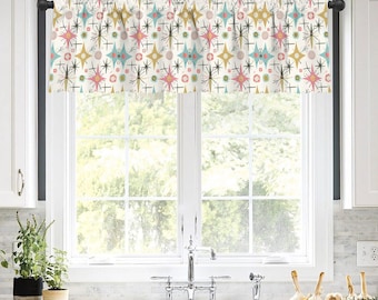 Mid Century Modern Atomic Starburst Valance, Retro MCM Kitchen