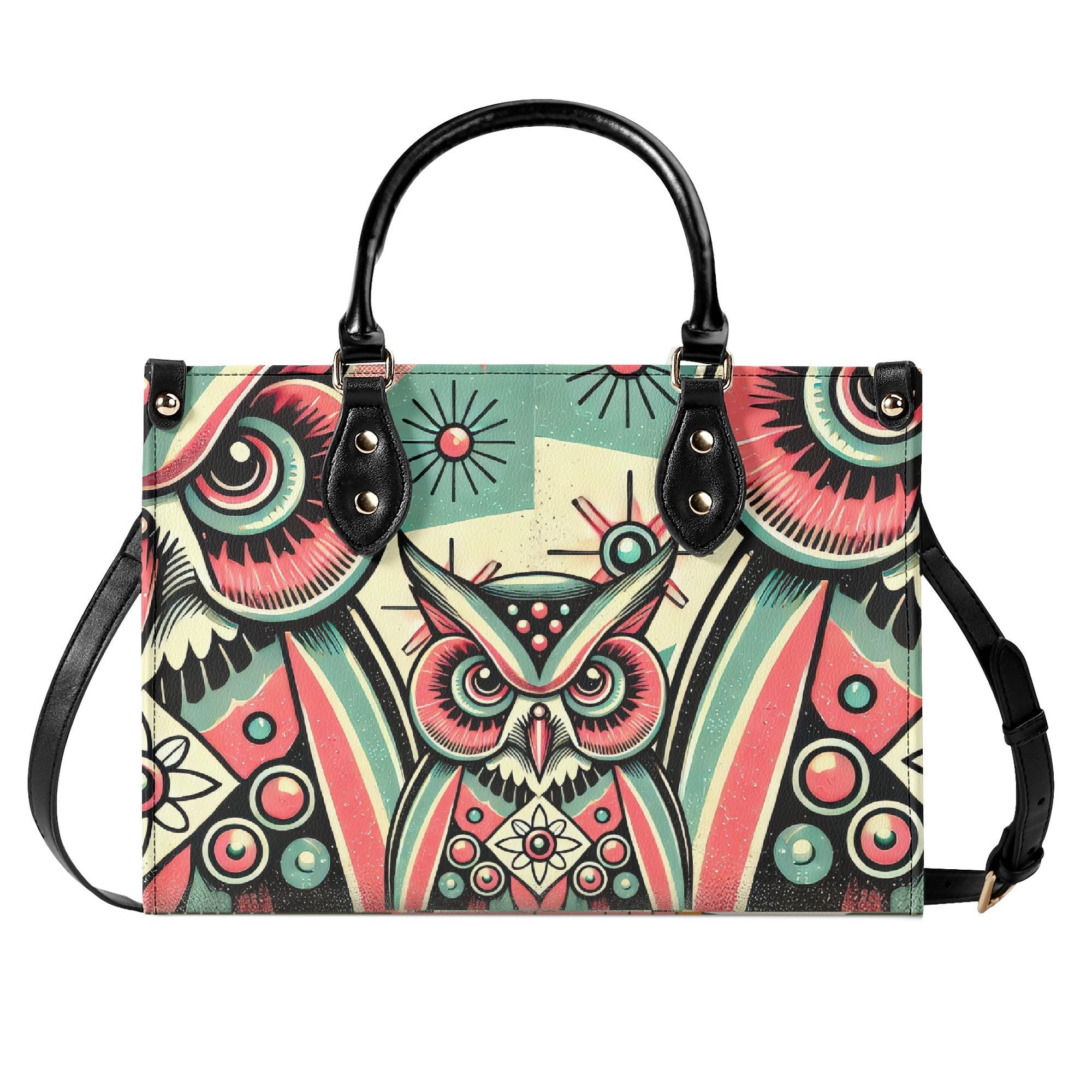 Retro Hipster Owl Handbag, Mid Century Modern Groovy 60s Purse