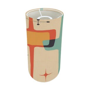 Mid Century Modern Leinen Lampenschirm: Abstraktes Geometrisches Design