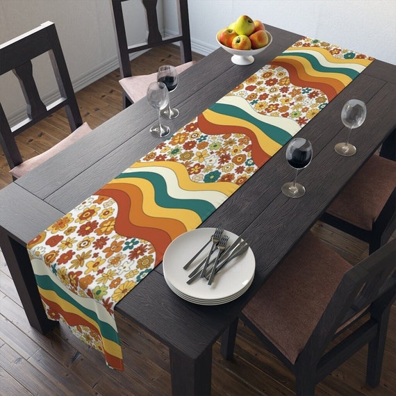 Table Runner in Mid Century Modern 70s Groovy Hippie Retro, MCM