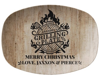 Personalized Grilling Plate, Gift for Dad, Grandpa, Boyfriend, Husband, Barbecue Platter for Christmas, Birthday, Anniversary, Wedding Gifts