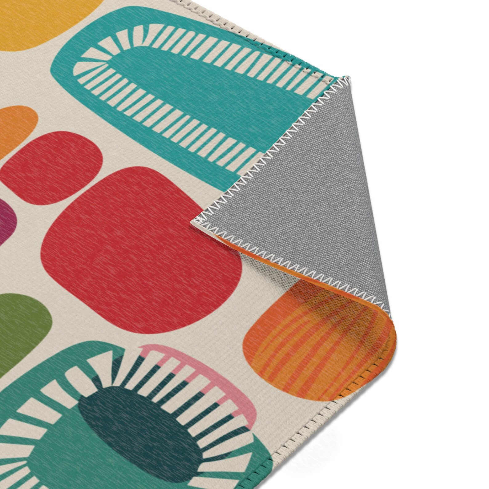 1950s Mid Century Modern Amoeba Area Rug, Retro Geometric Abstract ...