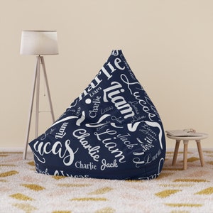 Personalized Name Bean Bag Chair Cover For Kids and Adults, 20 Color Options to Choose From, Customizable Gift for Her, Gift for Him image 6