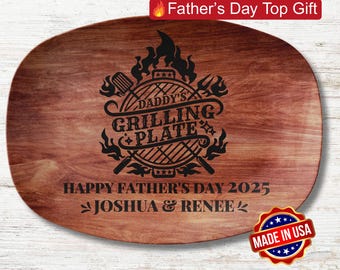 Personalized BBQ Grilling Plate, Custom Gift For Him, Dad, Husband, Boyfriend, Fiancé, Birthday, Anniversary, Grilling Trays