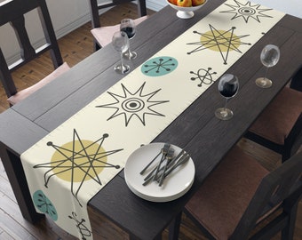 Mid Century Modern Starburst Table Runner: Atomic 50s Decor