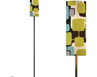 Mid Century Modern Cylinder Floor Lamp, Retro Geometric Mod Squares, 50s Abstract Accent Lighting