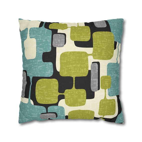 QoBexim 18x18 Boho Throw Pillow Covers - Tufted Abstract Geometric, Dark Green/Khaki - View #8
