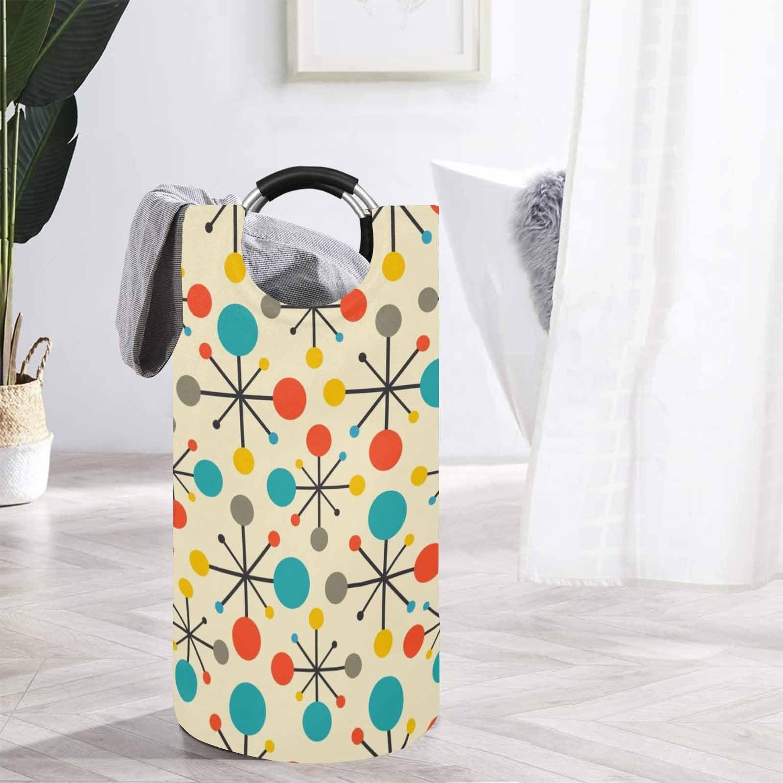 50s Mid Century Modern Atomic Starburst Laundry Hamper, Large Capacity, Collapsible, Freestanding, Waterproof Laundry Basket, Clothes Basket