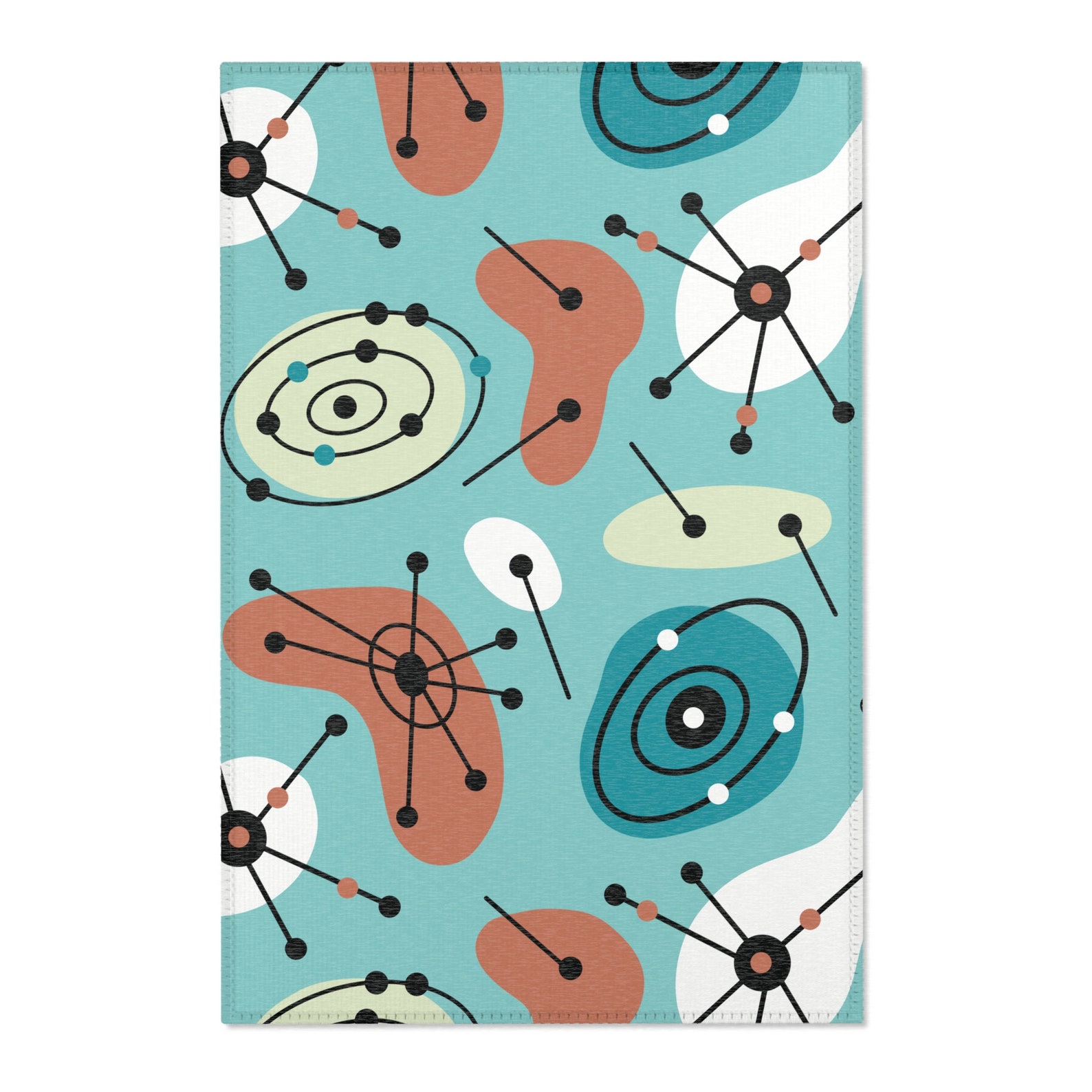 Mid Century Modern Geometric Starburst Area Rug, Groovy Retro Atomic ...