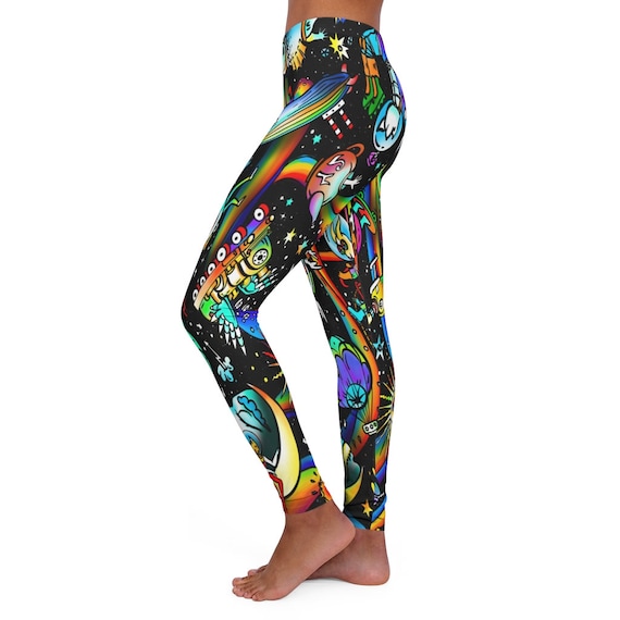 Psychedelic Space Leggings de licra para mujer pantalones de yoga comodos leggings deportivos para entrenamiento correr uso casual Etsy Mexico