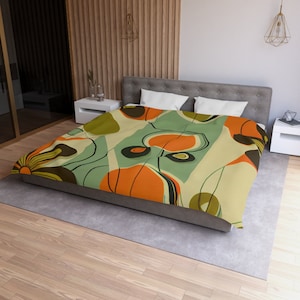 Groovy Daisy 1960s Mid Century Modern Geometric Duvet Cover - KM13869923