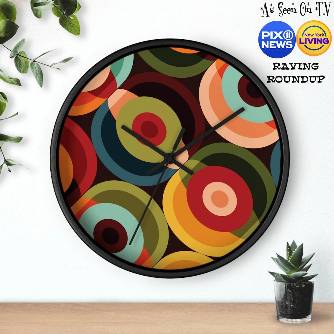 Mid Century Modern Orbs Wall Clock, Retro 60s Geometric Atomic Era Home ...