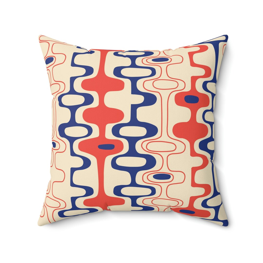 Retro Mid Century Modern Geometric Ovals Throw Pillow With Insert, MCM