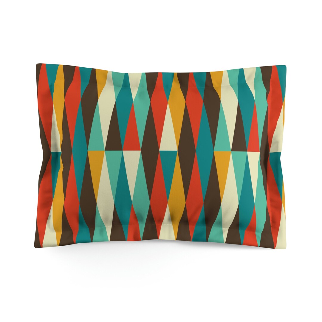 Mid Century Modern Geometric Diamonds Pillow Sham, Retro 60s King ...
