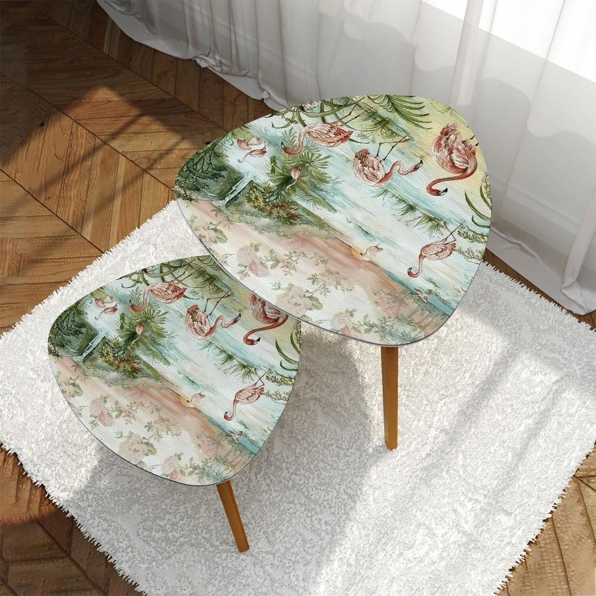 Chinoiserie Garden Pagoda Nesting Tables, Oriental Floral Decor ...