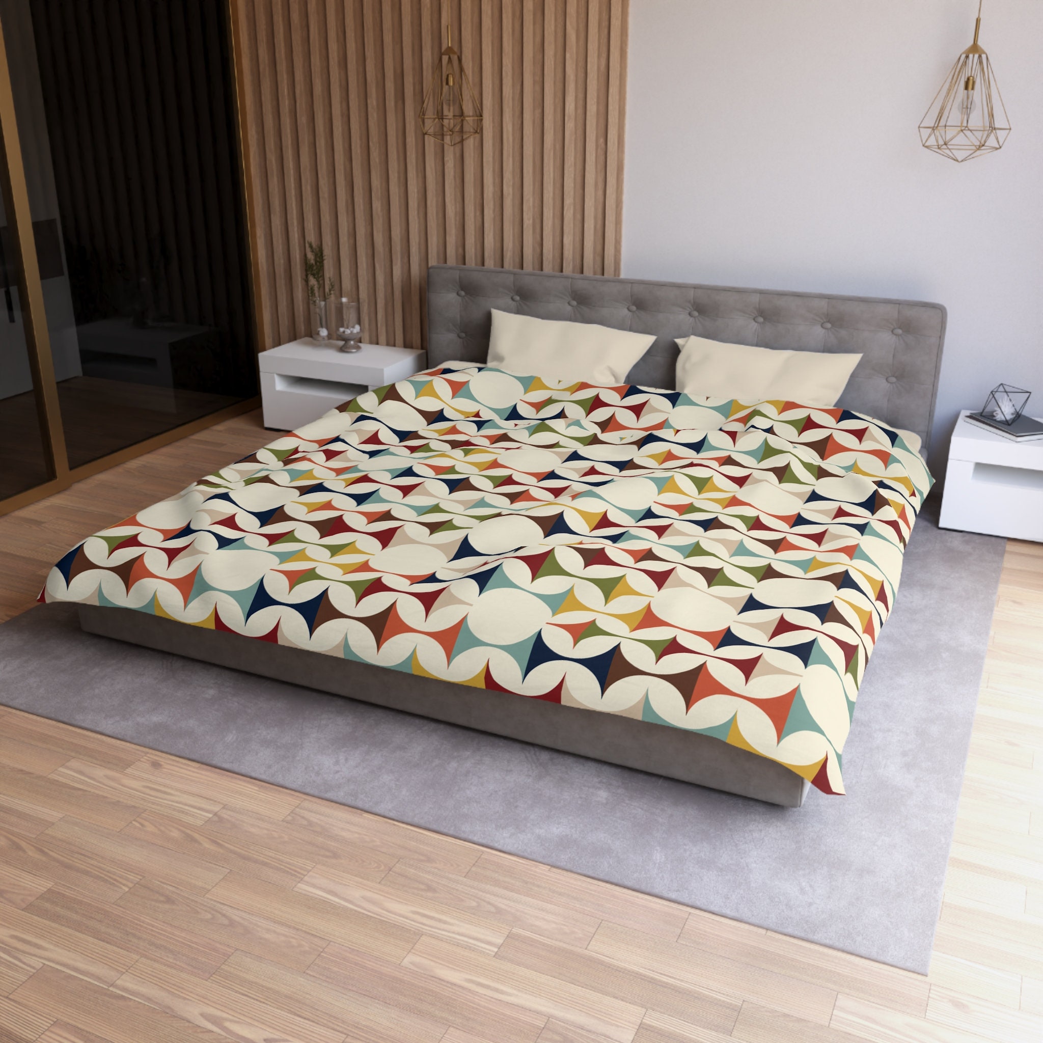 Zcwl Mid Century Retro Sheet Set, Full Size 4pc - Geometric Print, Soft Microfiber, Deep Pocket - View #9