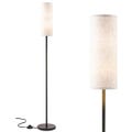 Minimalist White Linen Floor Lamp, Tall Slim Modern Lighting for Contemporary Decor