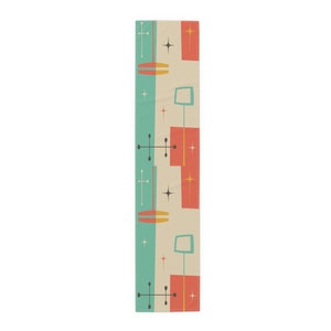 Retro Atomic Starburst Table Runner Mid Century Modern Dining Table Linens
