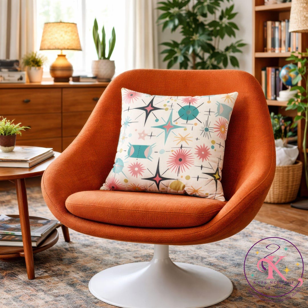 Retro Atomic Starburst Mid Century Modern Throw Pillow With Insert - Etsy