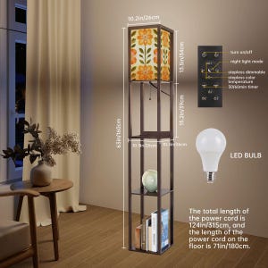Scandinavian Modern Danish Floral Shelf Floor Lamp, Mid Century Bookcase Light Bild 3