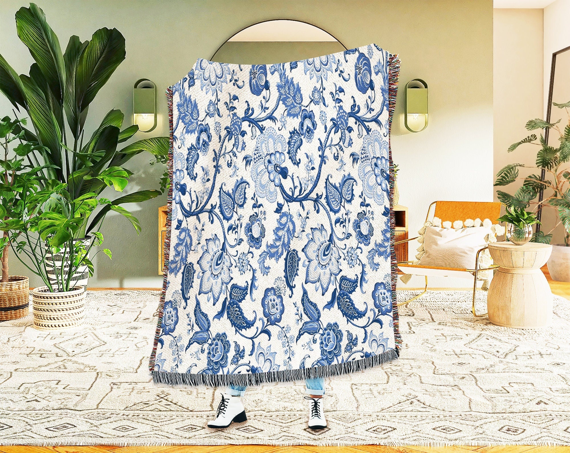 Blue willow tapestry sale