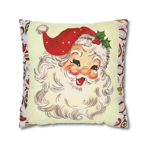 Capa de almofada retrô de papai noel, capas de almofada modernas com enfeites de natal de meados do século, fronha mcm, decoração de feriado de papai noel