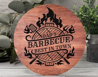Personalized Dad's Barbecue Wood Sign, Grill Master Gift